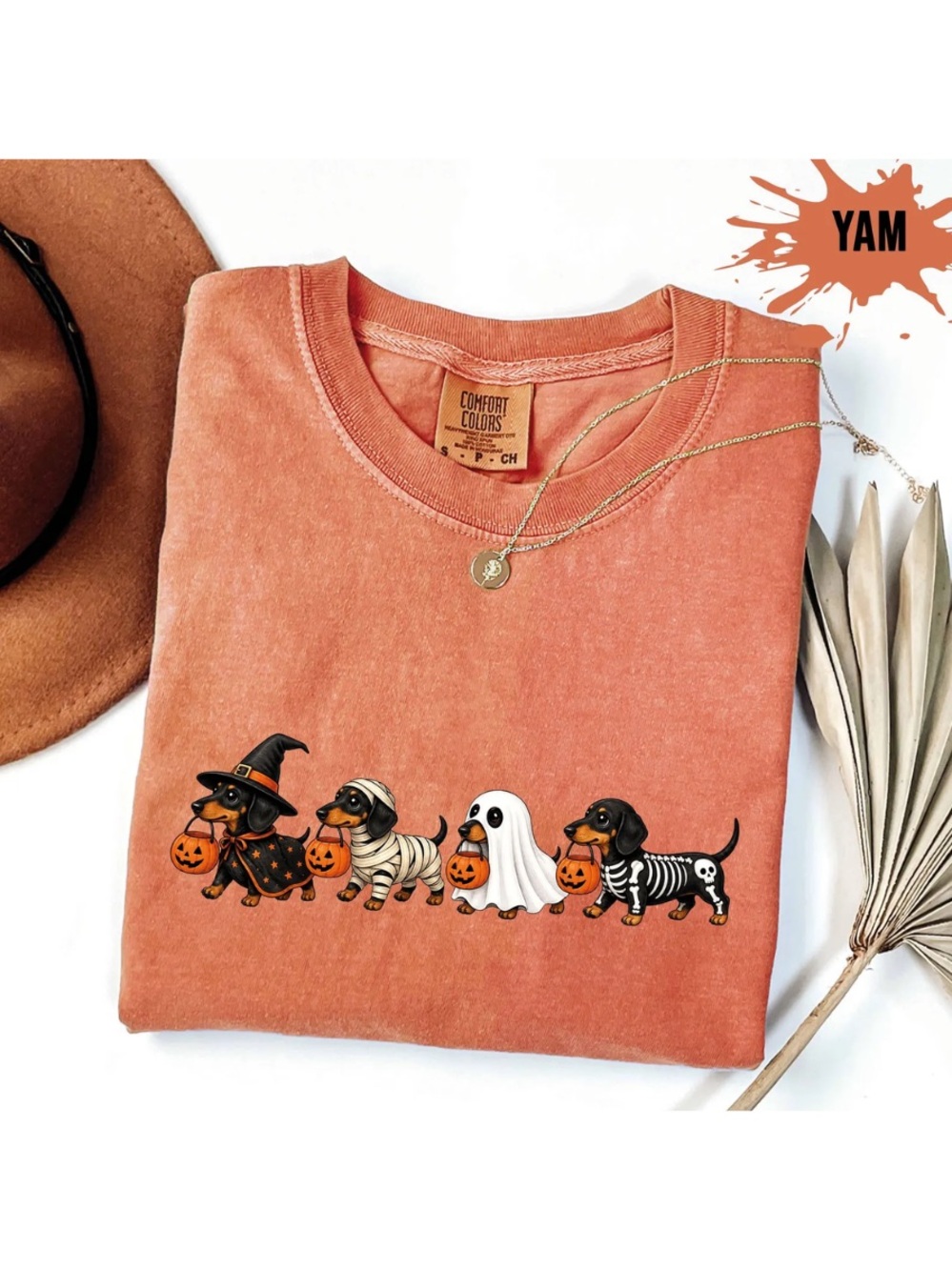 Comfort Colors Yam Halloween Dachshund Costume Graphic Tee